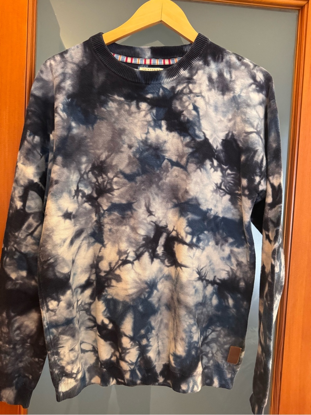 Tie Dye Long Sleeve Sweater - Blue